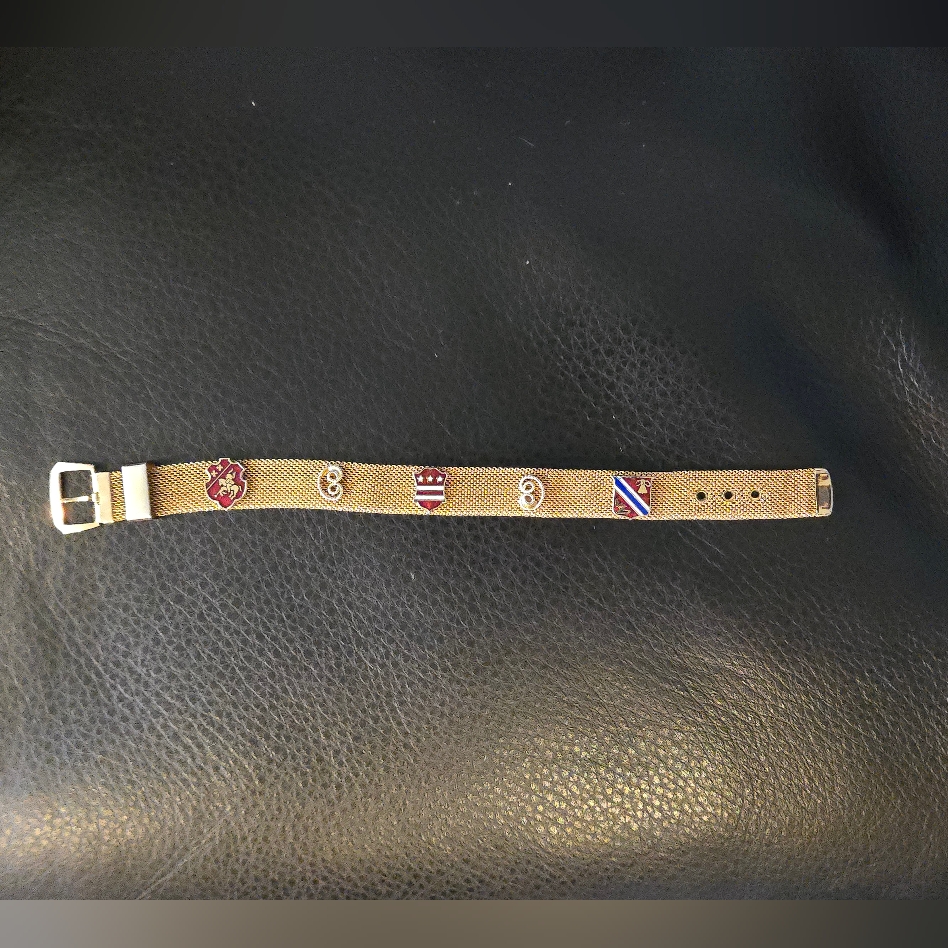Vintagegold Mesh Bracelet With Enamel Charms